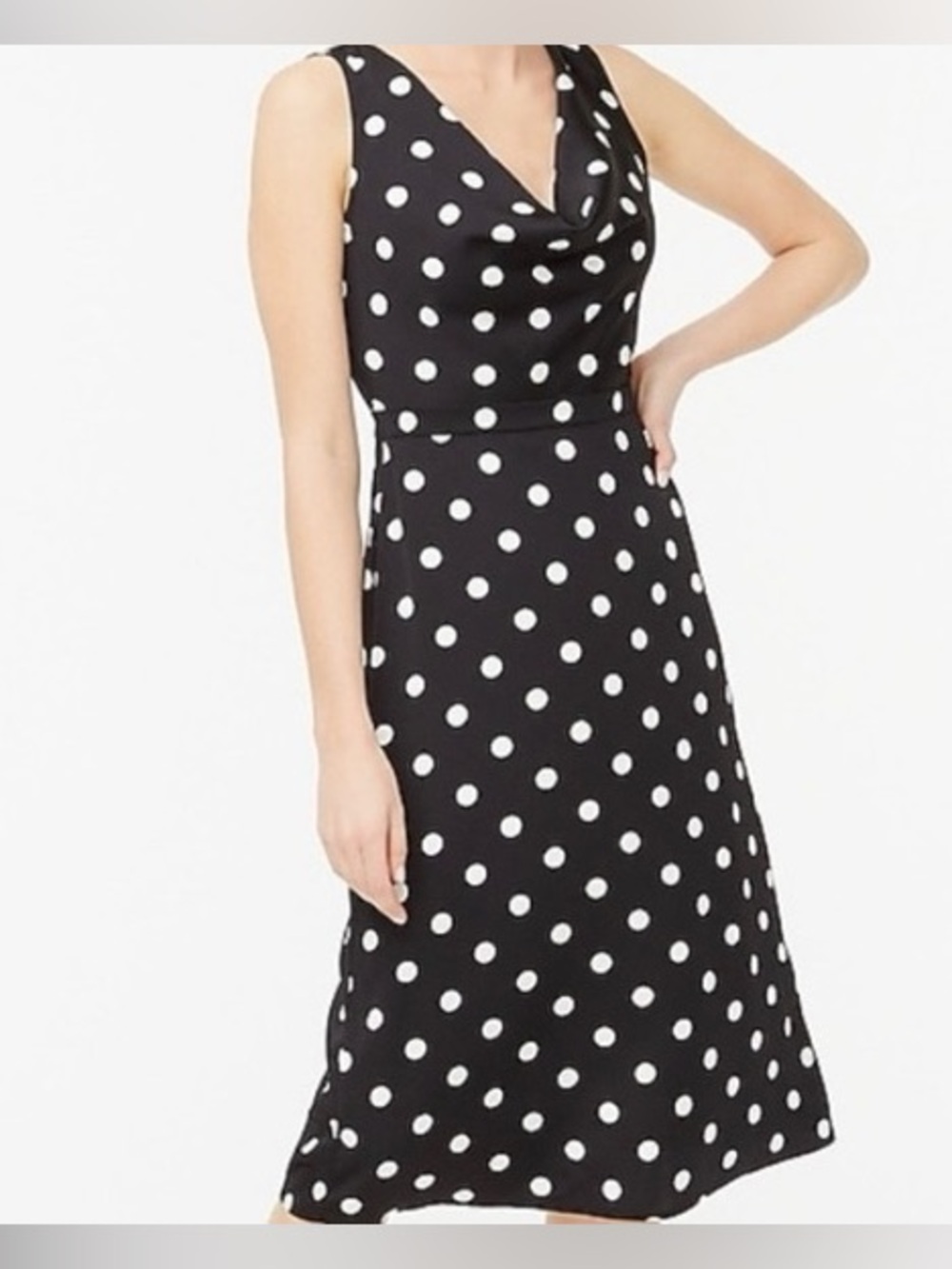 J. Crew factory polka dot black dress sleeveless scoop neck size 0 midi